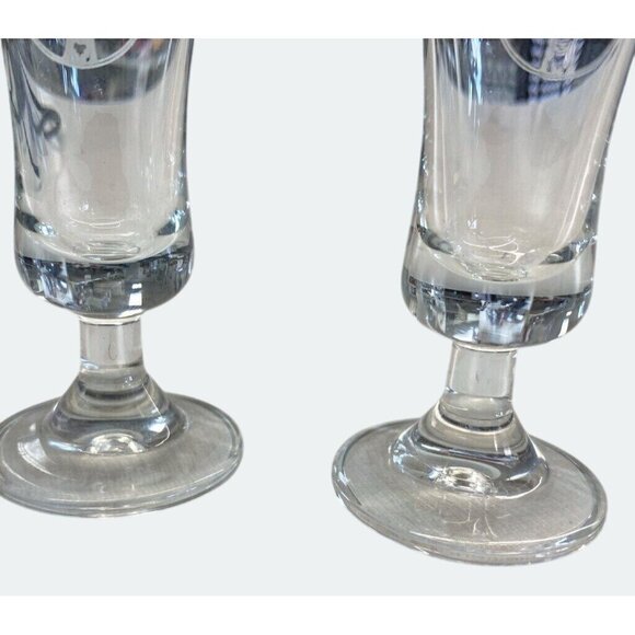 Jägermeister Branded Glasses Set Of 2 Clear Flared Shooter Glasses Engraved Logo - Picture 4 of 5